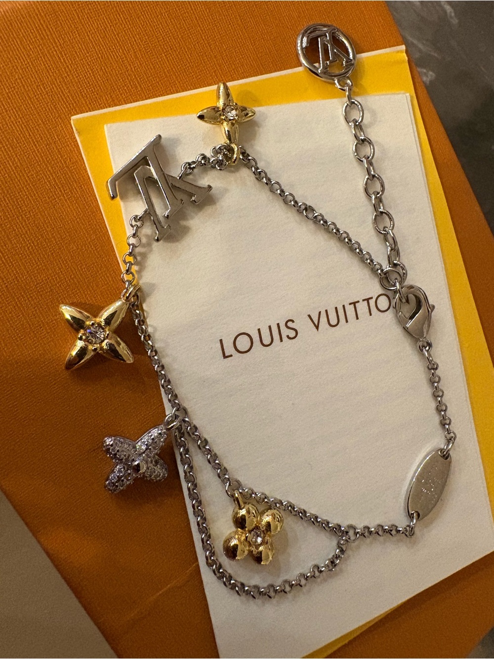 Louis Vuitton Monogram Mixed Metal Charm Bracelet - Gold & Silver